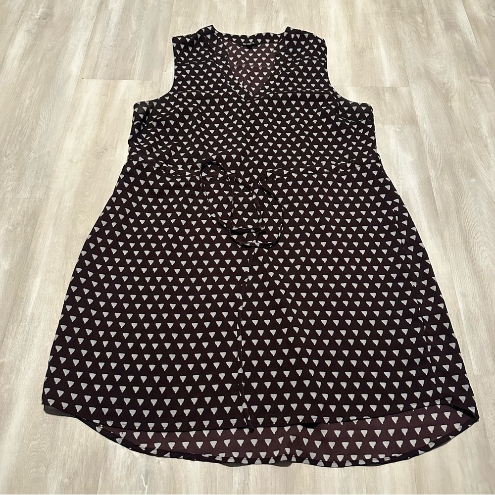 BB Dakota Brown White Squares Sheer Sleeveless Dress Sz 1X